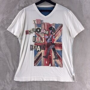 Robert Graham Rock N Roll T Shirt Mens Size Large White Graphic‎ Short Sleeve